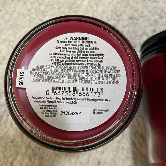 NWT- Bath & Body Works. Two “Vampire Blood” Single Wick 7oz Candles - Picture 3 of 4